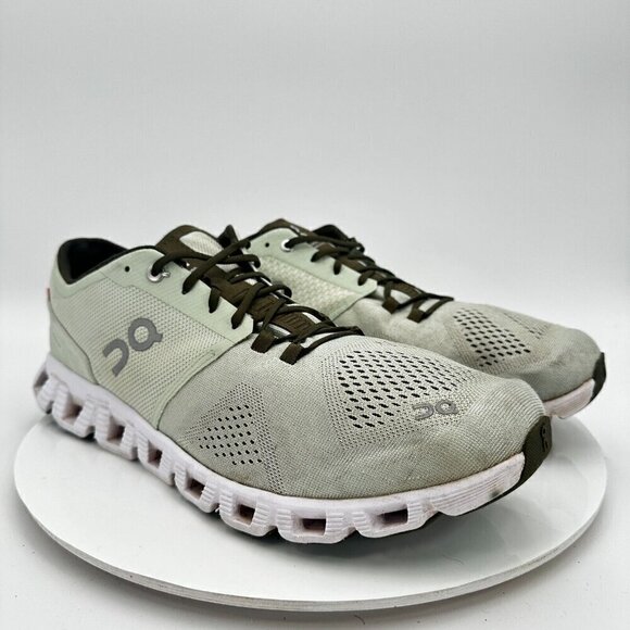 On Cloud X Swiss Engineering Men Size 12.5 Aloe White Green Running Shoes - Picture 4 of 13